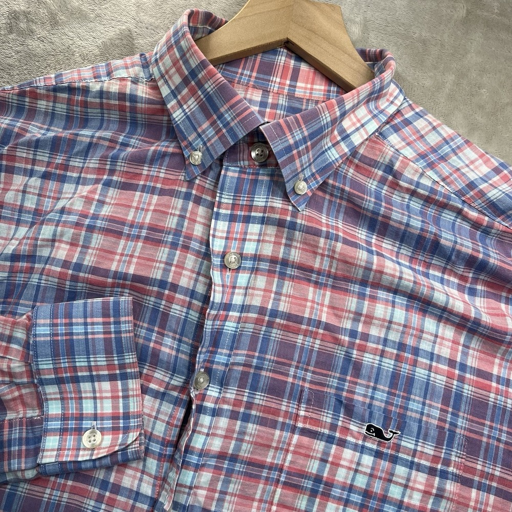 Vineyard Vines Shirt XL Plaid Classic Fit Tucker Long Sleeve Men's Pink‎